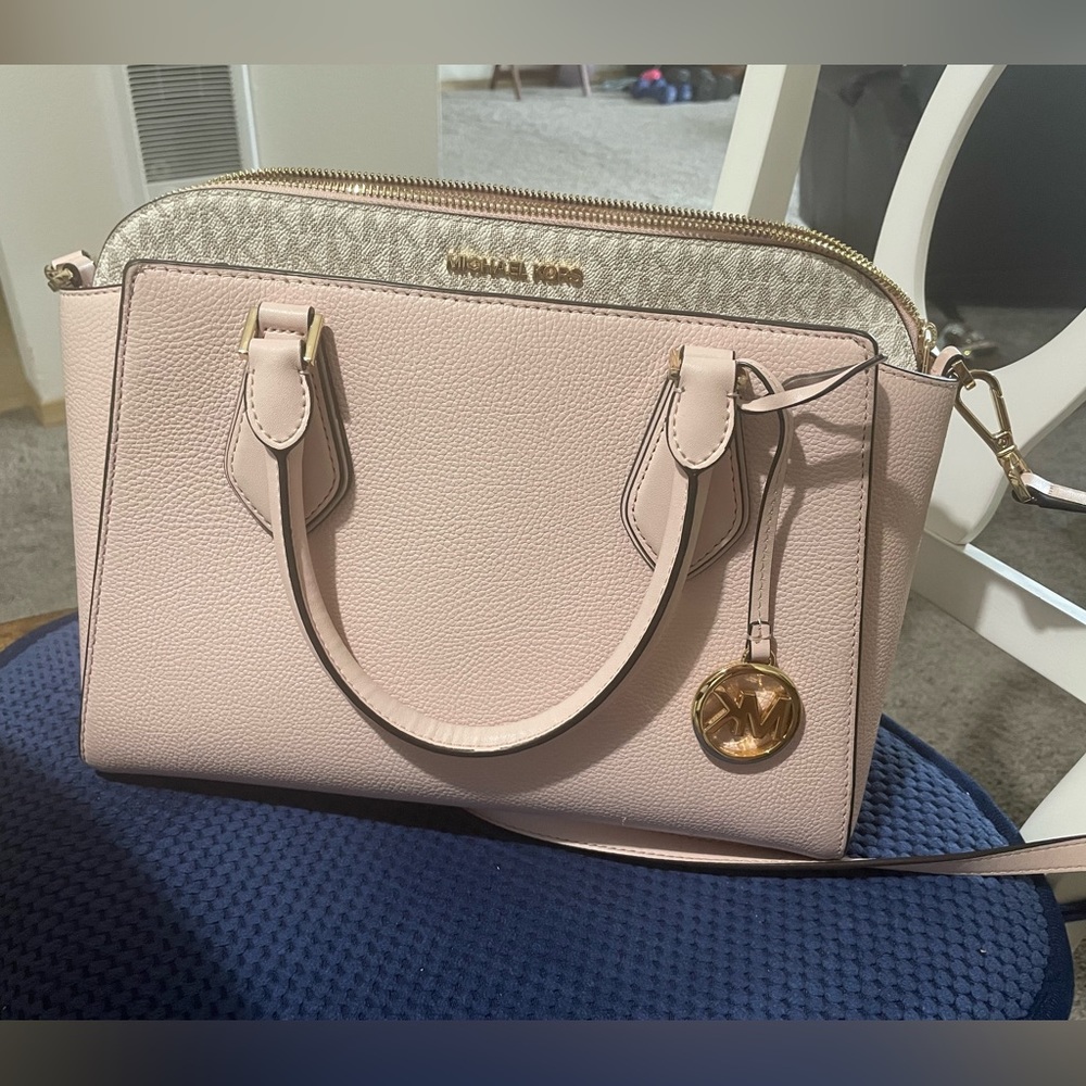 Michael Kors pink and white leather purse